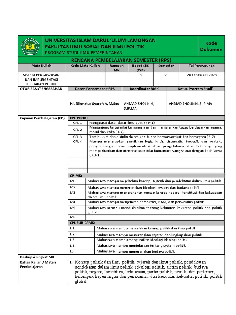 Rencana Pembelajaran Semester (RPS) Mata Kuliah Digital Marketing: Membangun Strategi Pemasaran di Era Digital