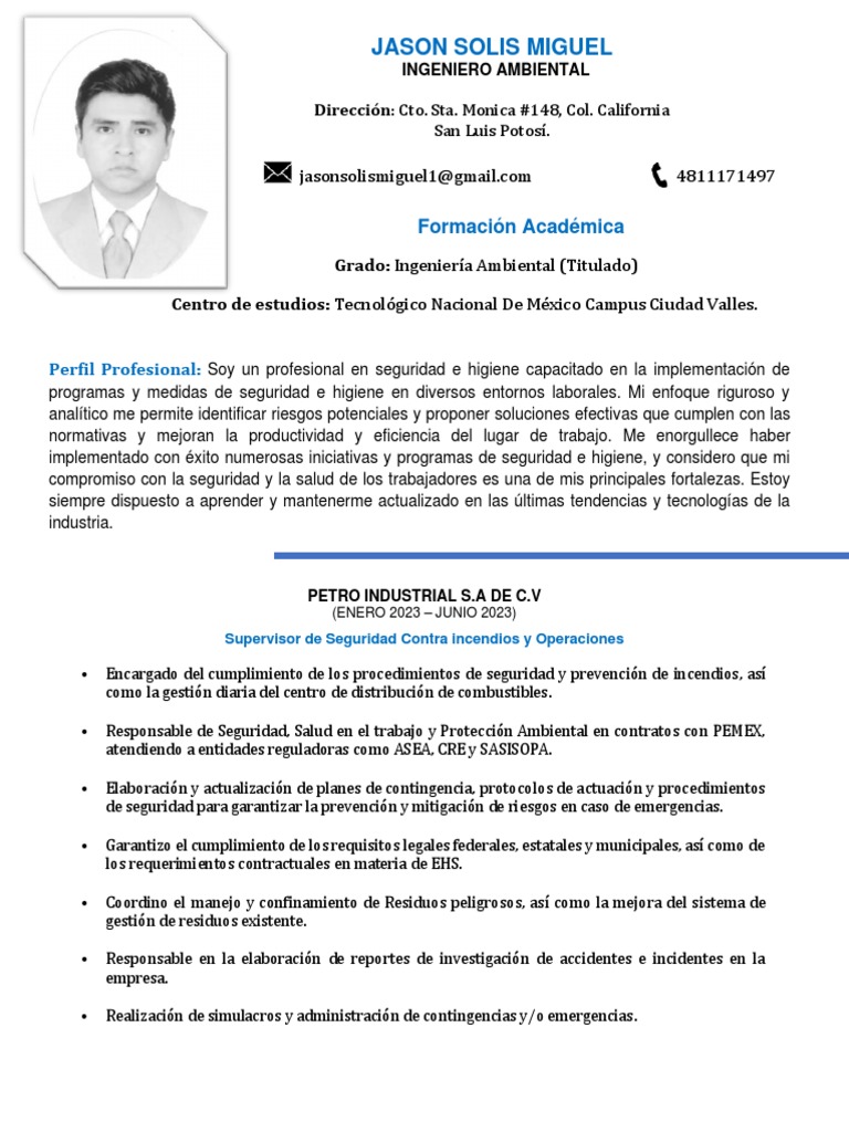 CVJason Solis Miguel | PDF | Business | Economias