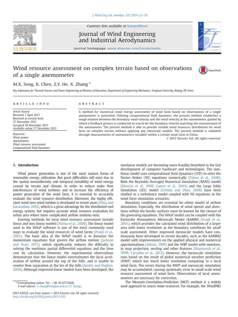 (Zhang, 2013) - Wind Resource Assessment On Complex Terrain Based On ...