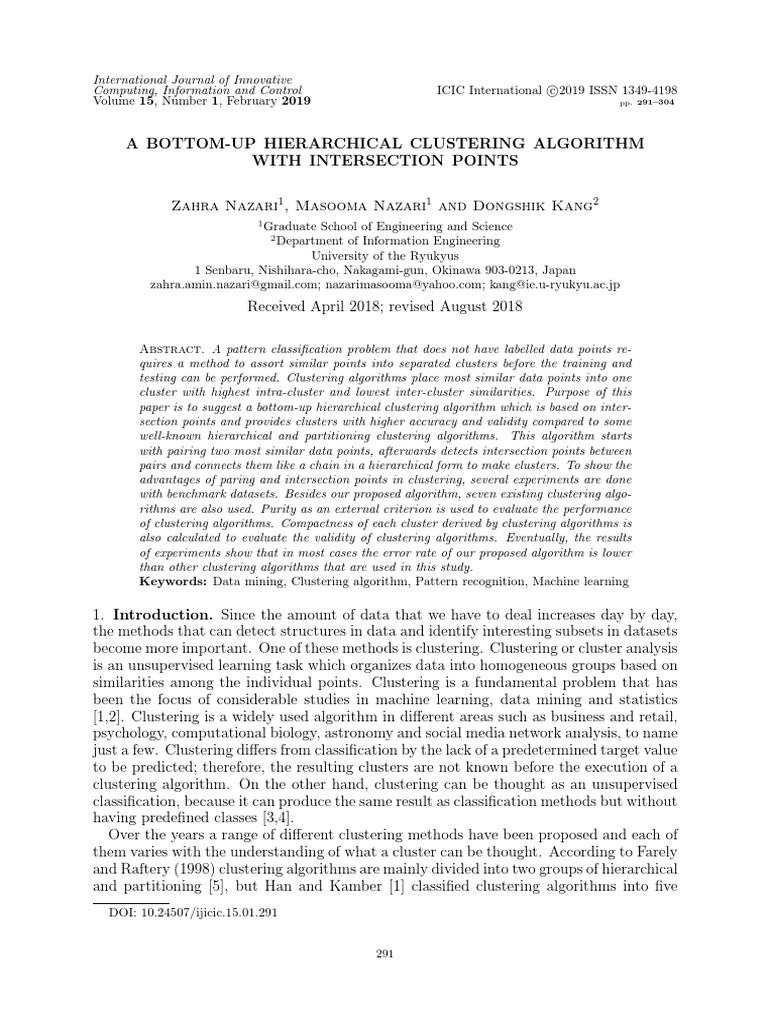 Bottom-Up Hierarchical Clustering Algorithm | PDF | Cluster Analysis ...