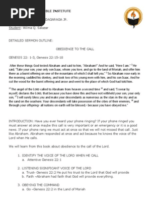 Detailed Sermon Outline Genesis (1)