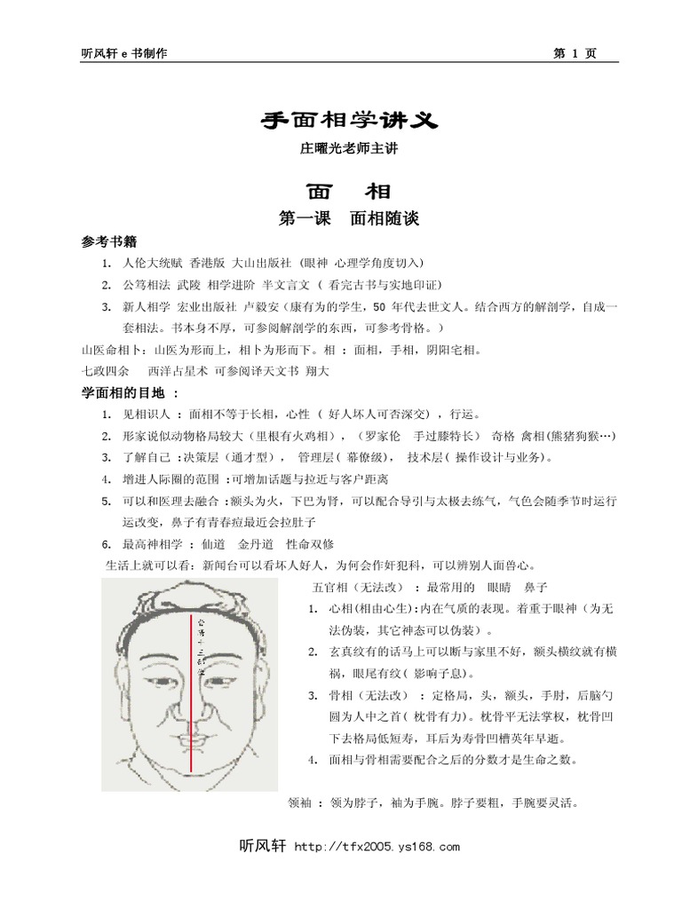 手相面相学讲义 | PDF