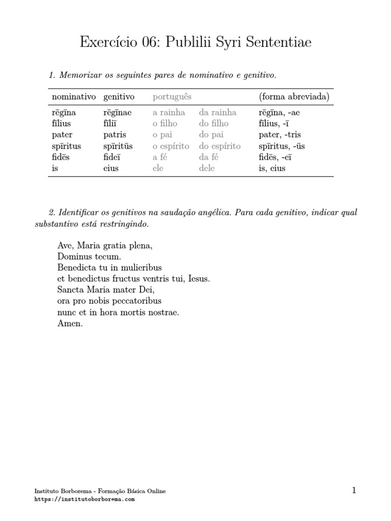 Latim06 Ex Sententiae | PDF
