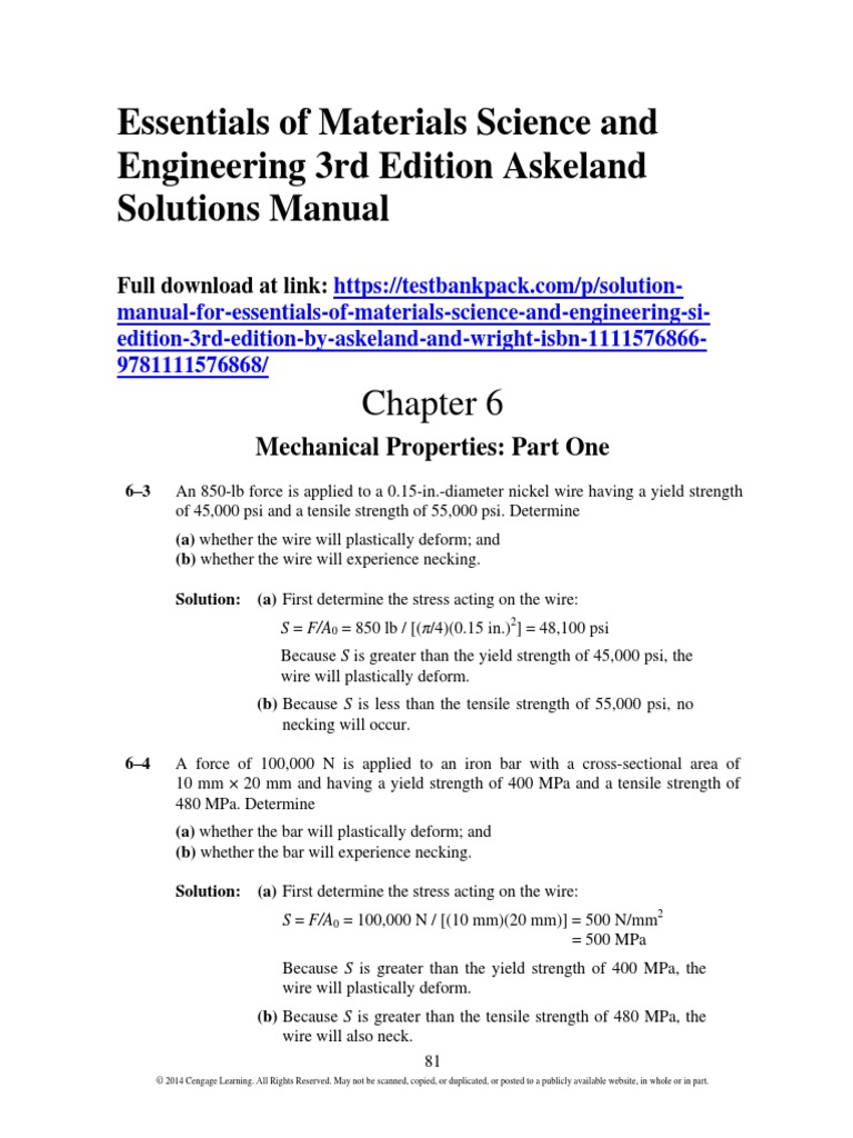 Solutions for Materials Science Problems | PDF | Deformation ...