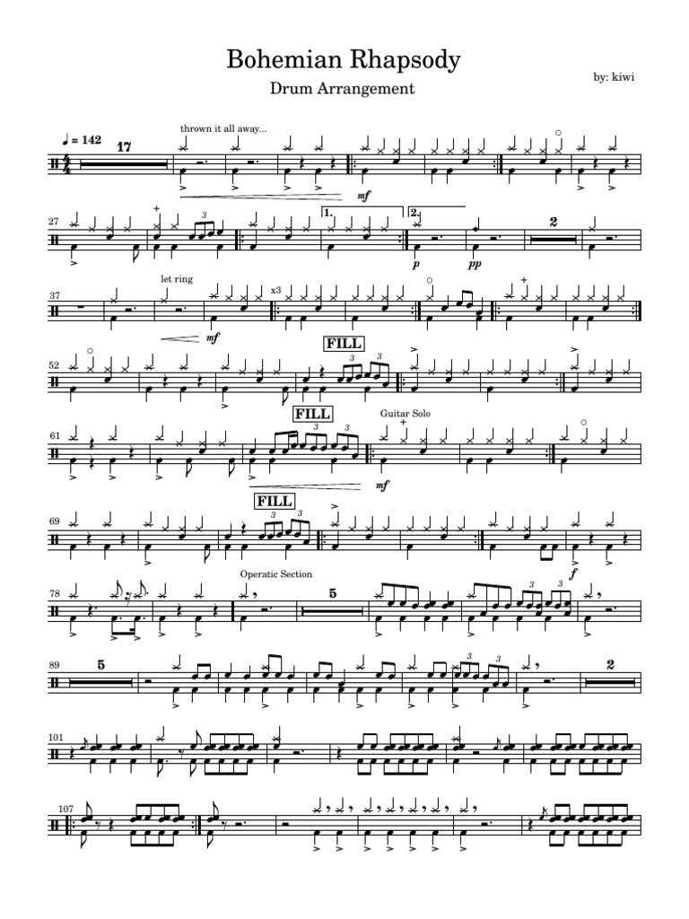 Bohemian Rhapsody Drums PDF