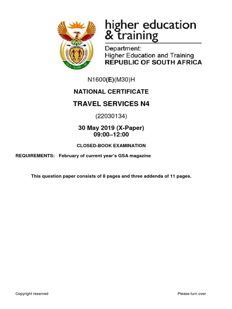 N1600 - TRAVEL SERVICES N4 QP JUNE 2019 Edited | PDF