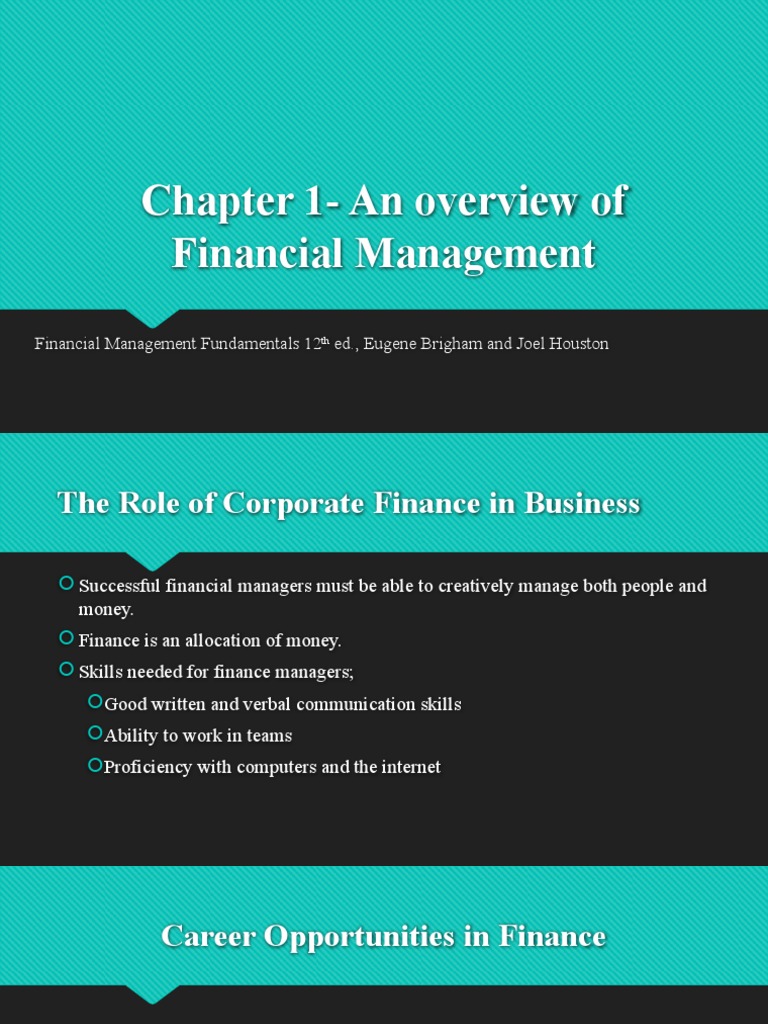 Chapter 1 An Overview Of Financial Management Pdf Stocks Business