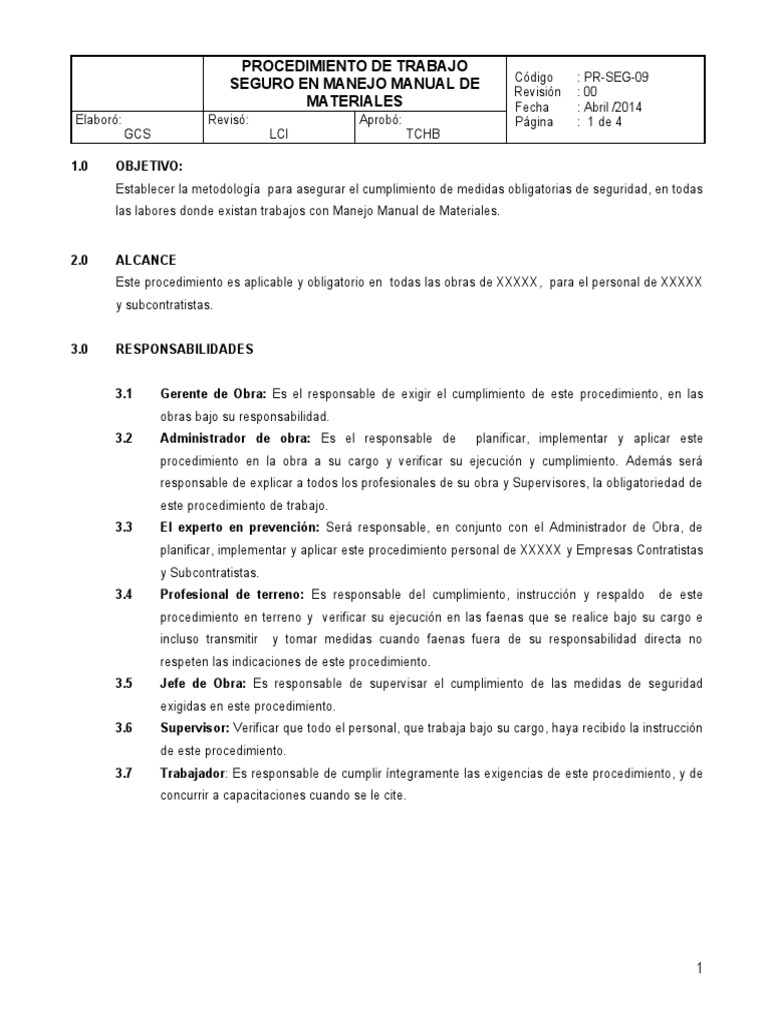 Seguridad en Manejo Manual de Materiales | PDF