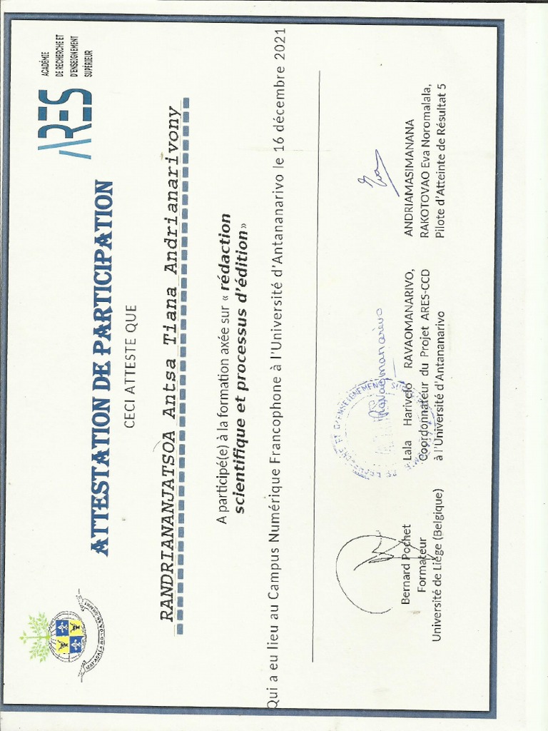 Attestation 1 | PDF