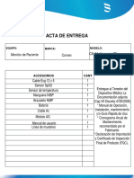 ACTA DE ENTREGA MONITOR DE PACIENTE C86 MULTIGAS Sin O2 V.1