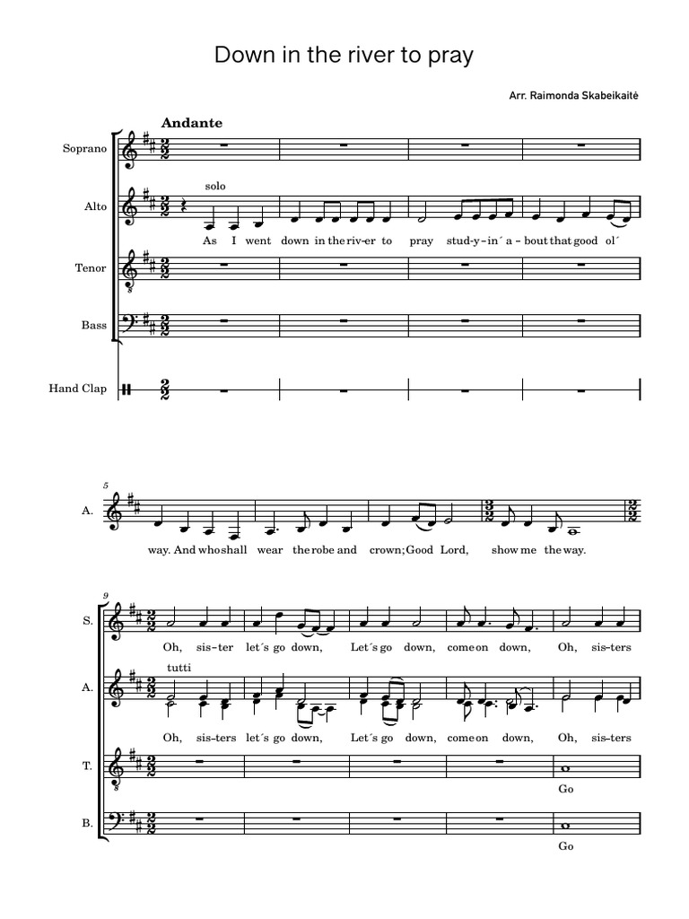 Document page image for Down in The River To Pray choral music PDF
