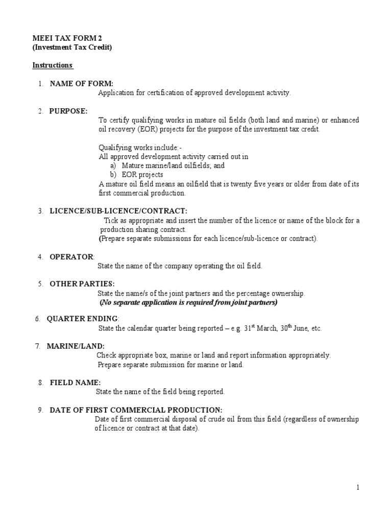 Instructions For MEEI TAX FORM 2 PDF Enhanced Oil Recovery Petroleum Reservoir