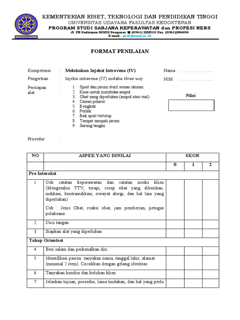 Prosedur Injeksi IV dengan Three Way | PDF