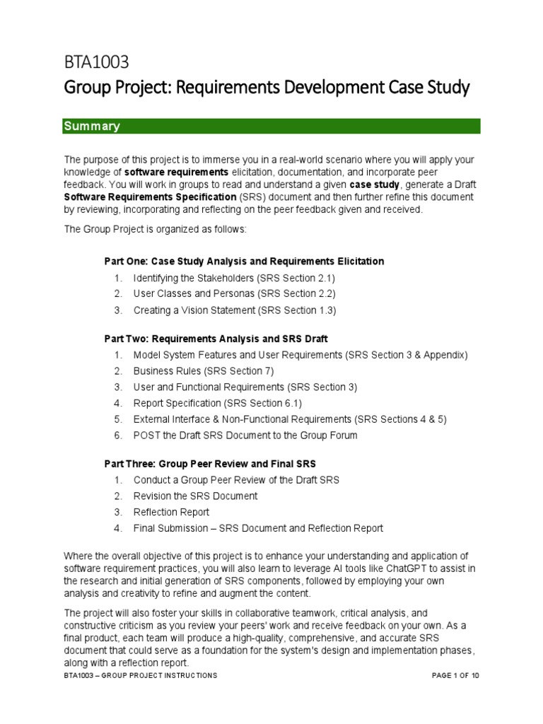 BTA1003 202307 - Group Project Instructions | PDF | Cognitive Science ...