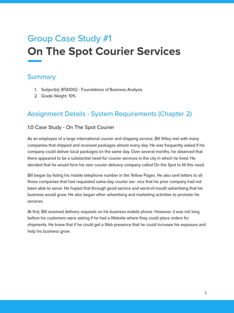 Group Case Study #1 - Teacher Copy - BTA1002 | PDF