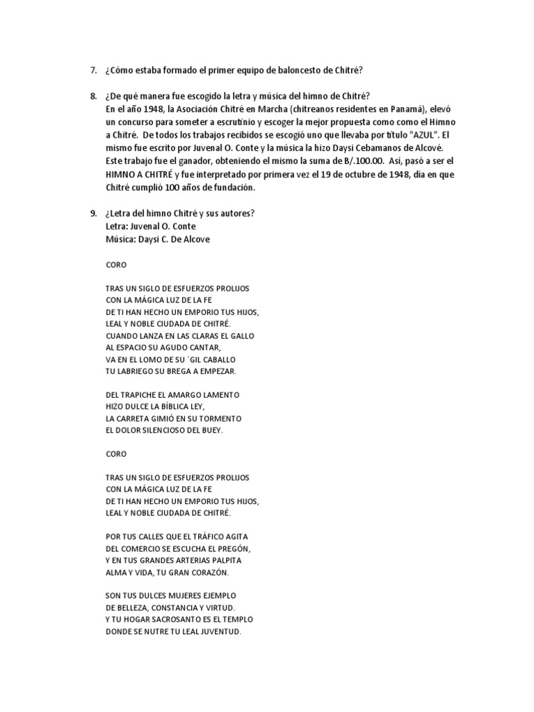 Himno y cultura de Chitré | PDF