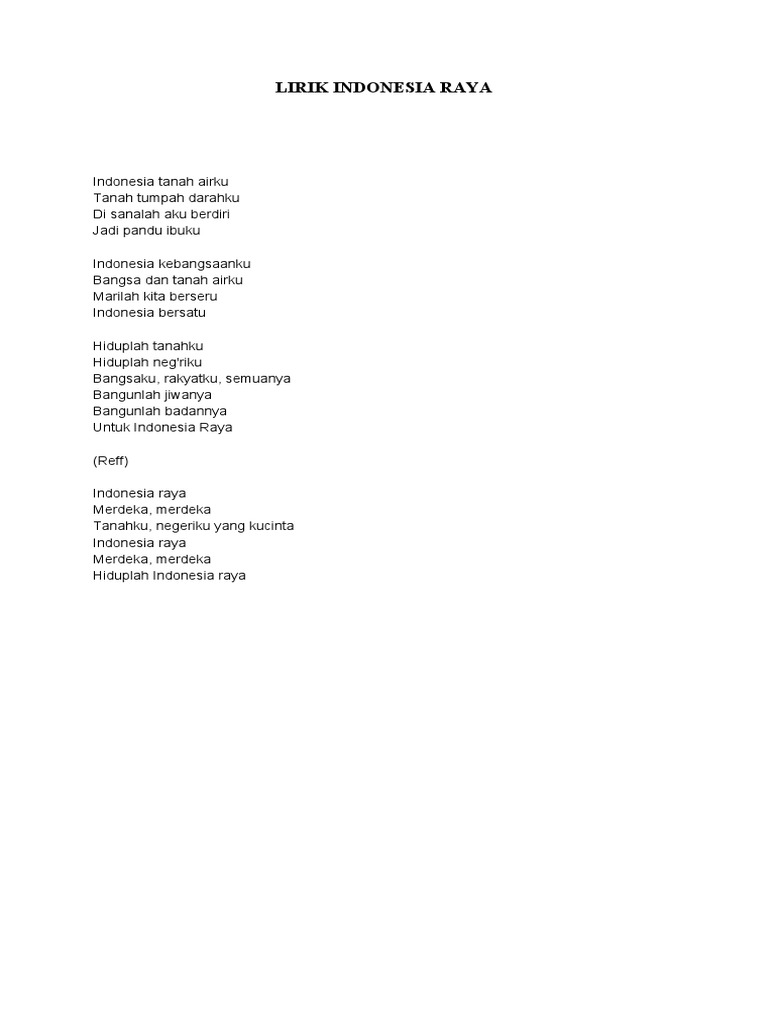 LIRIK Indonesia Raya | PDF