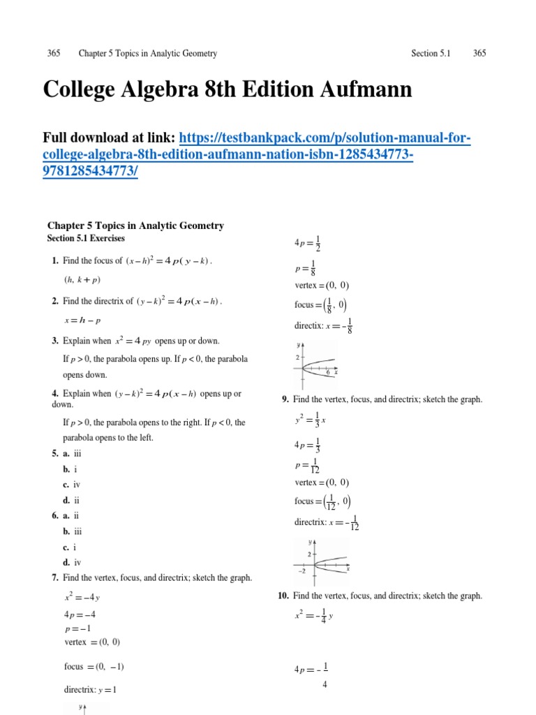 College Algebra 8th Edition Aufmann Solutions Manual Download