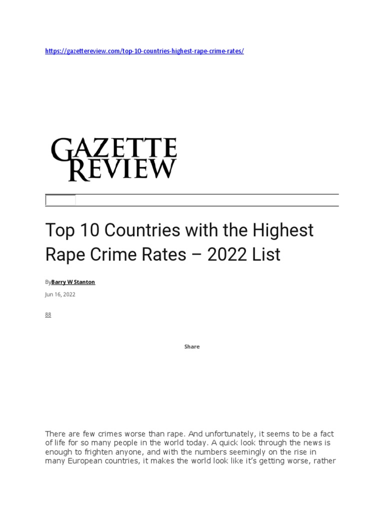 Top 10 Countries by Rape Rates 2022 | PDF