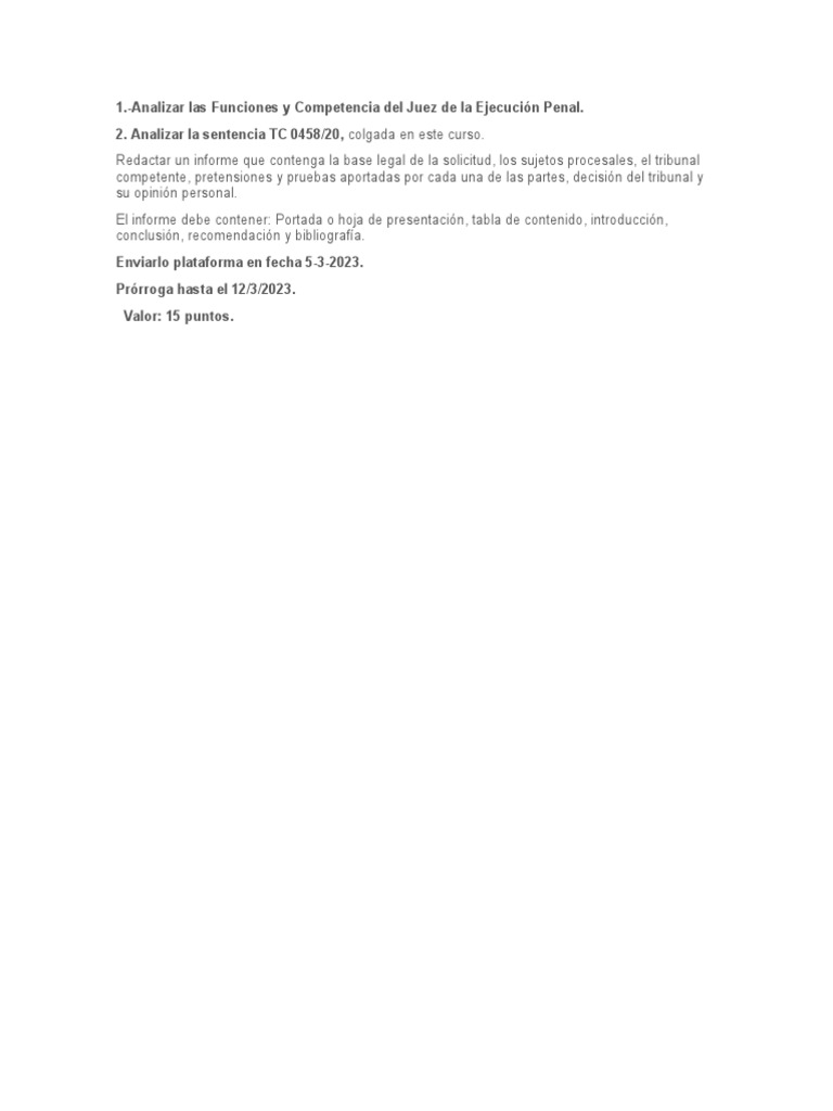 Funciones del Juez en Ejecución Penal | PDF | Derecho