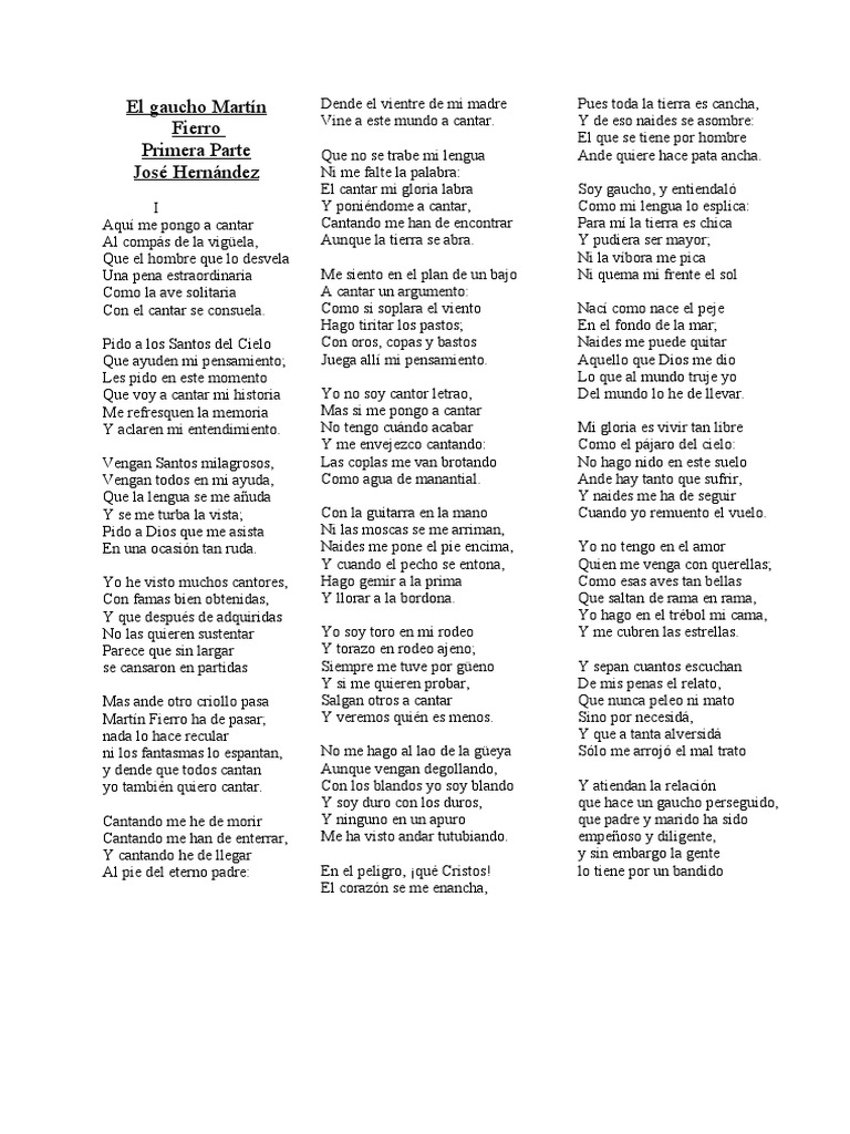 Martín Fierro Canto I Pdf