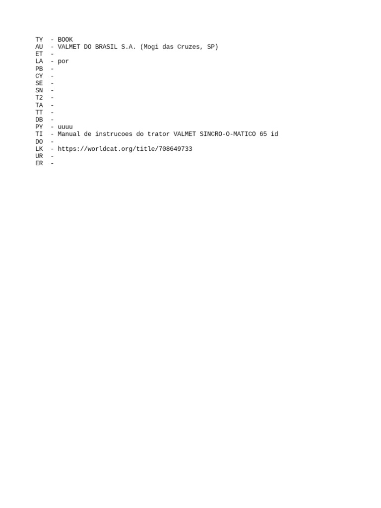 Manual de Instrucoes Do Trator VALMET SINCRO-O-MATICO 65 Id - Ris | PDF