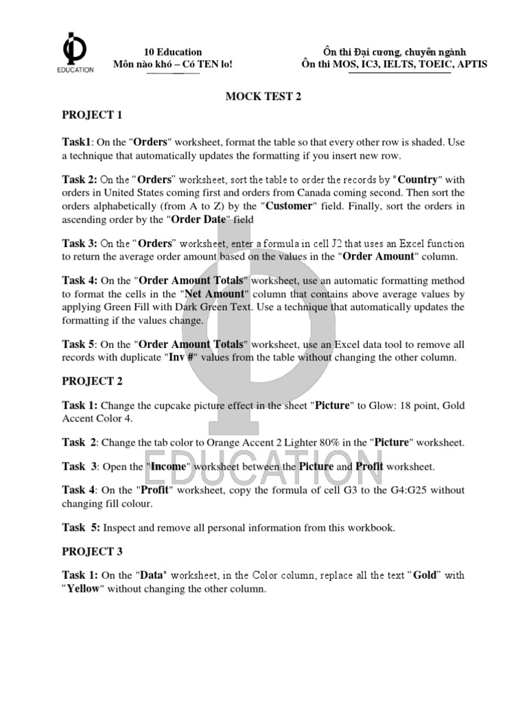 Mock test 2 excel 16 pdf worksheet microsoft excel