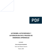 Autonomía, Autoconfianza y Autodisciplina en El Proceso de Enseñanza Aprendizaje