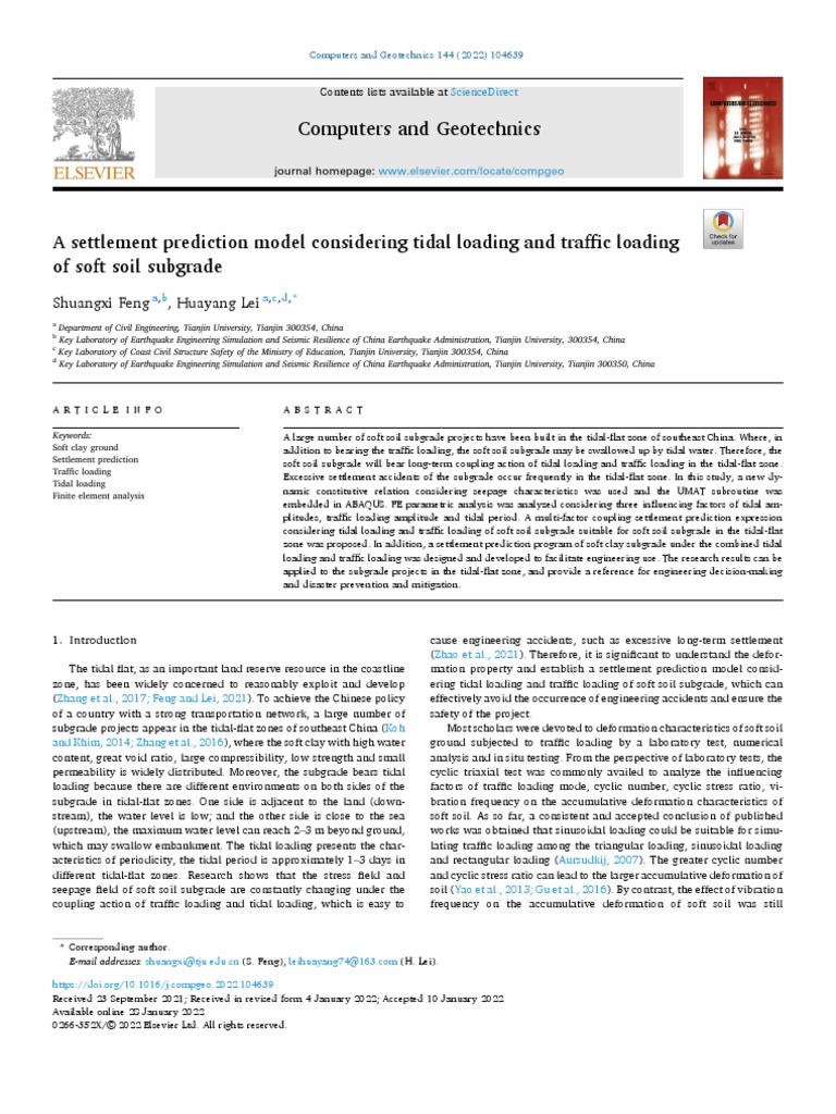 Settlement Model for Tidal-Loaded Subgrade | PDF | Soil Mechanics ...