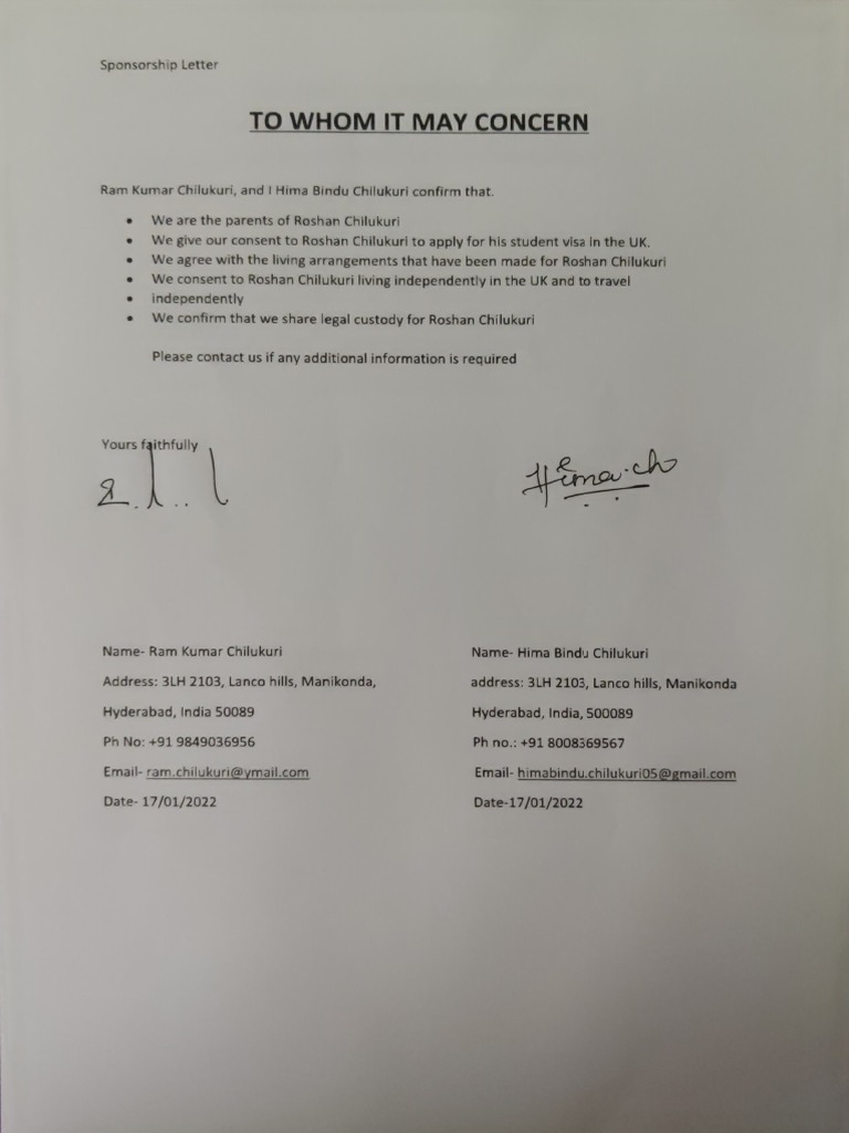 Consent Letters | PDF