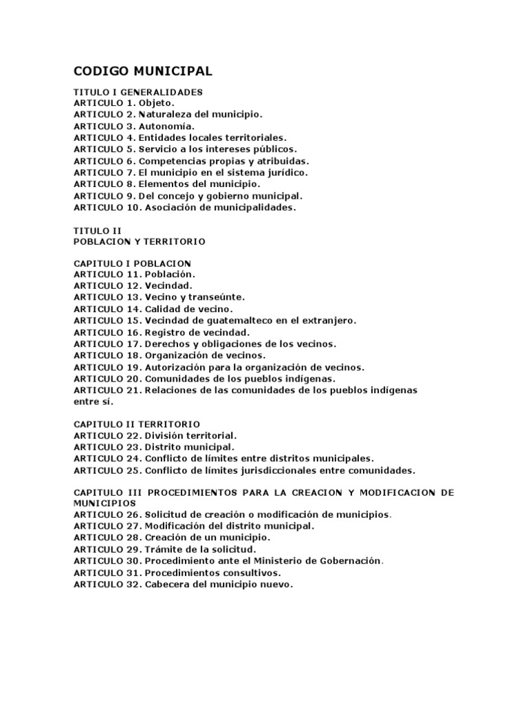 Estructura Codigo Municipal PDF Gobierno