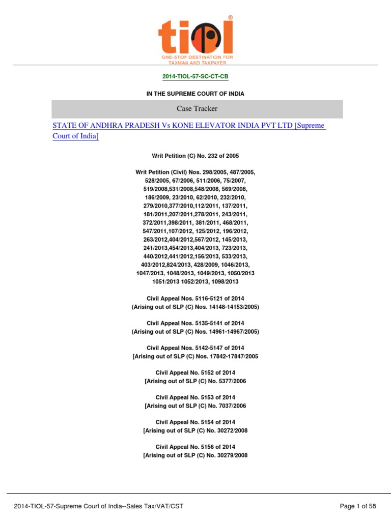 KONE ELEVATOR INDIA PVT LTD Vs STATE OF TAMIL NADU PDF