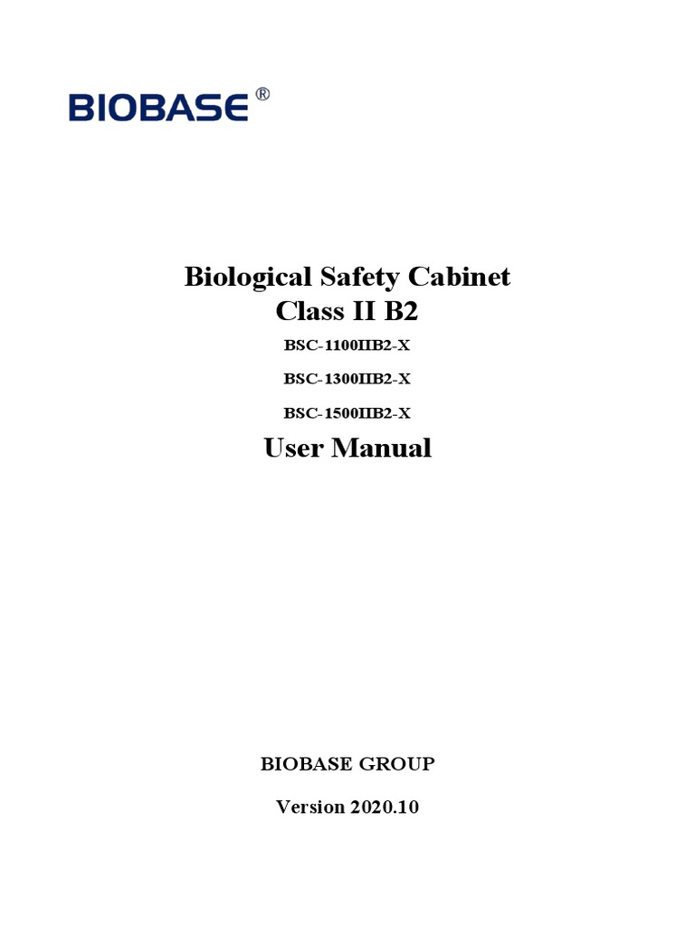 23_Instruction for Use_BIOBASE Biosafety Cabinet BSC-1100IIB2-X | PDF