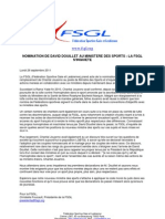 [Communiqué de presse] La FSGL réagit à la nomination de David Douillet
