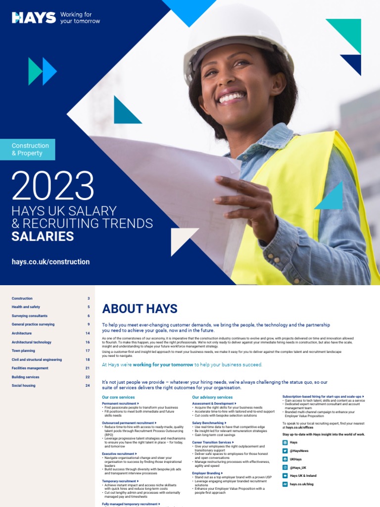 UK Hays Construction Property Salary Guide 2023 PDF Recruitment