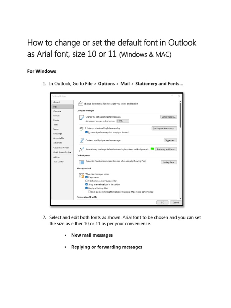 Email Body Font and Size PDF
