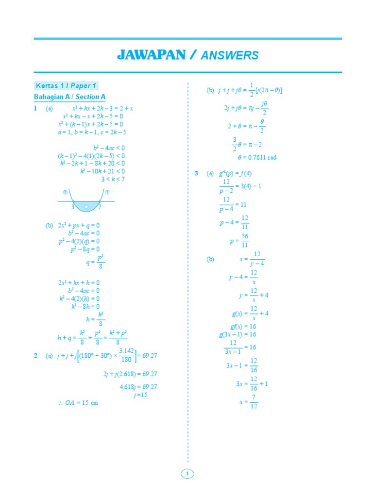 Add Math Kertas Model SPM Jawapan | PDF