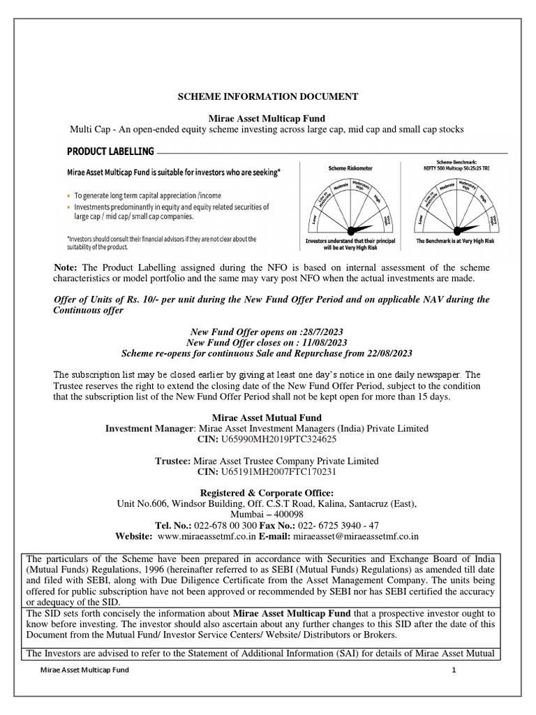 Sip Mirae Asset Multicap Fund | PDF
