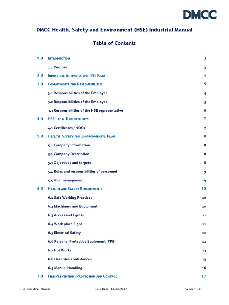 DMCC HSE Industrial Manual | PDF | Personal Protective Equipment ...