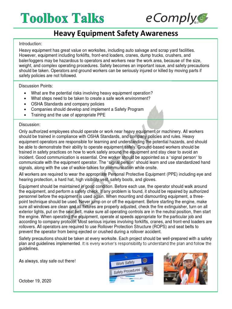 Heavy equipment safety awareness pdf