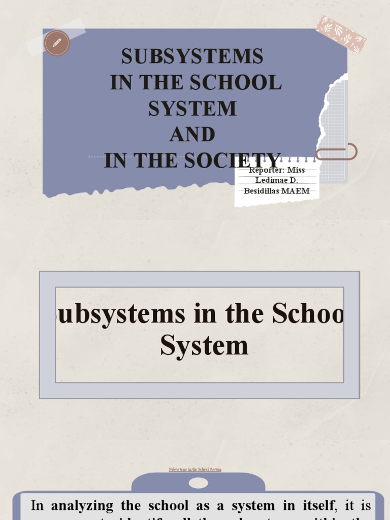 Subsystems in School Systems Analysis | PDF | System | Learning