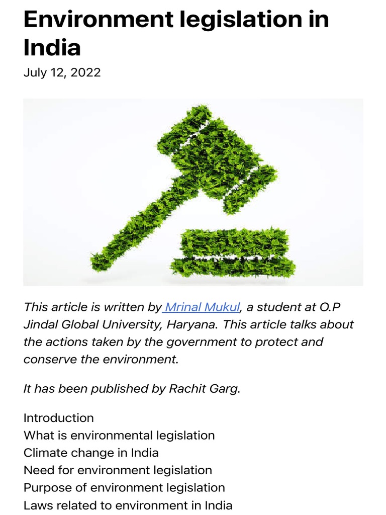 Environment legislation in India iPleaders PDF