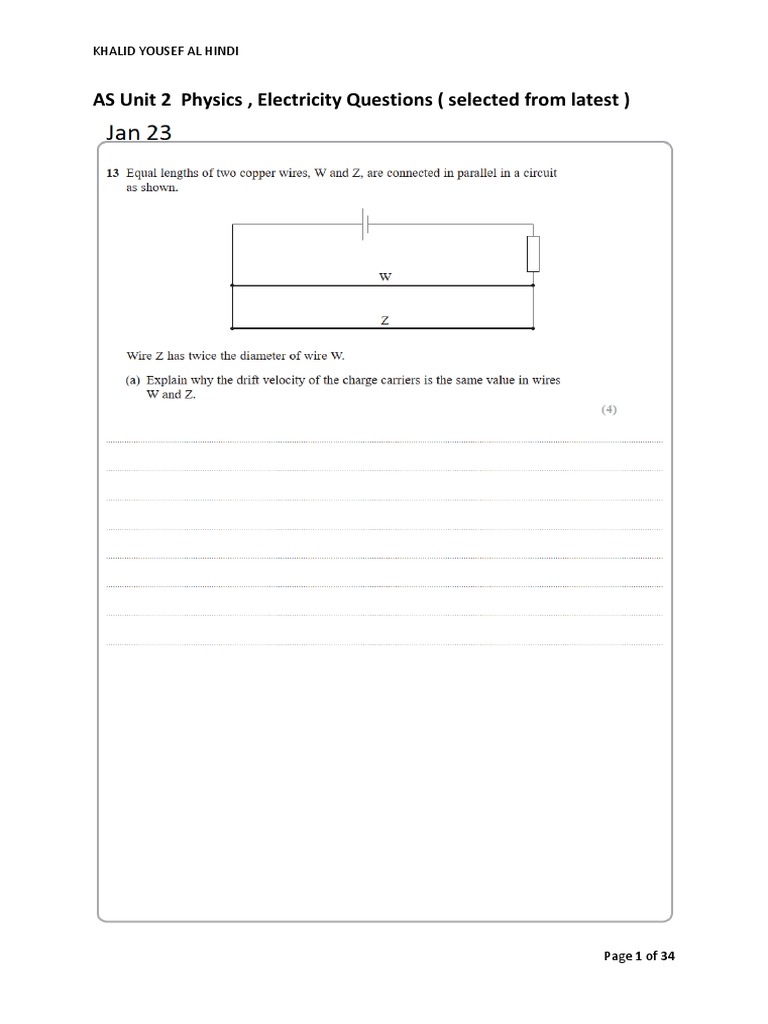 Electricity Questions PDF