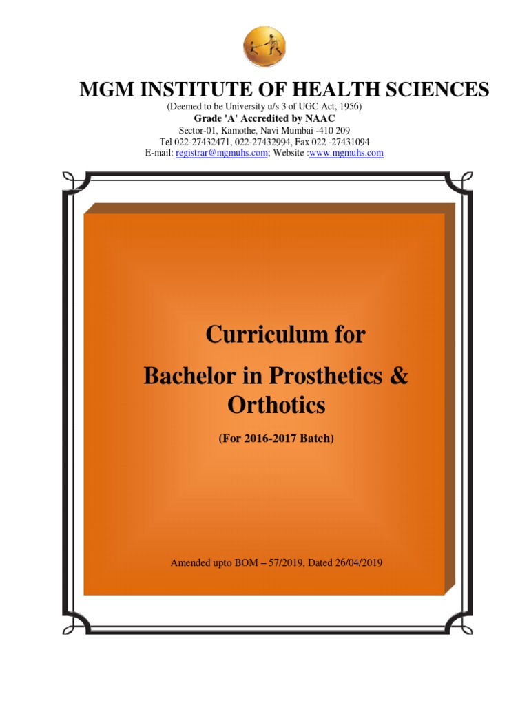 Bachelor of Prosthetics & Orthotics (201617 Batch) PDF