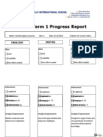 End of Term 1 Progress Report: Science English Maths