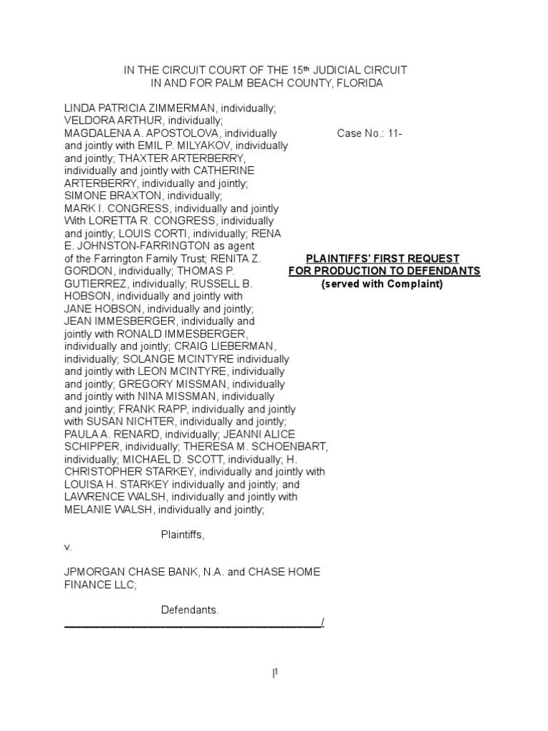 Plaintiffs' Document Request in Zimmerman Case | PDF | Mortgage Loan ...