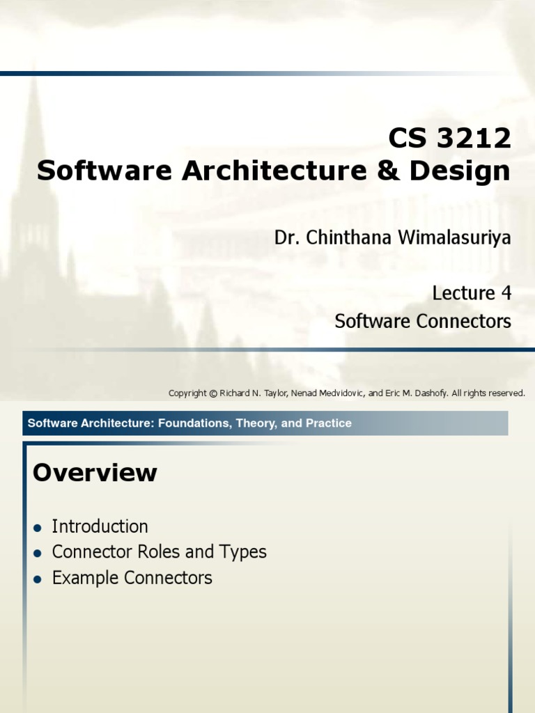 Lecture 4 Software Connectors PDF
