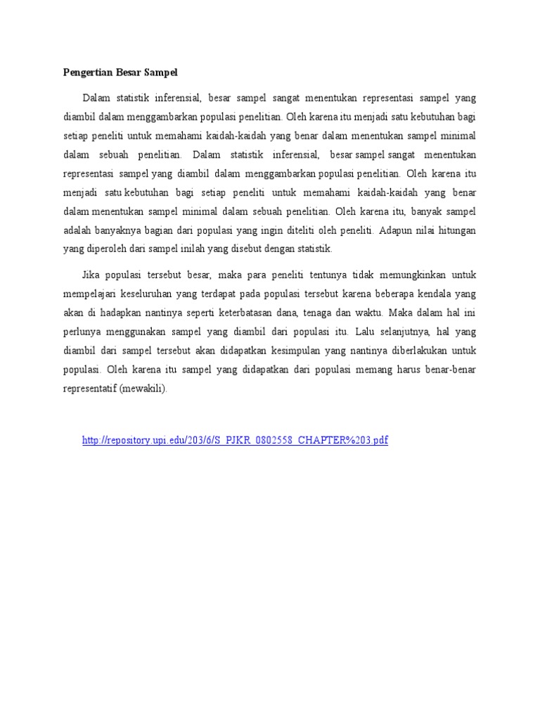 Pengertian Besar Sampel | PDF