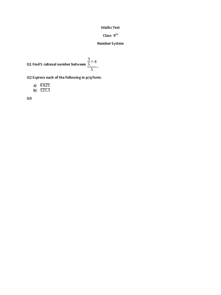 Maths class 9th number system pdf