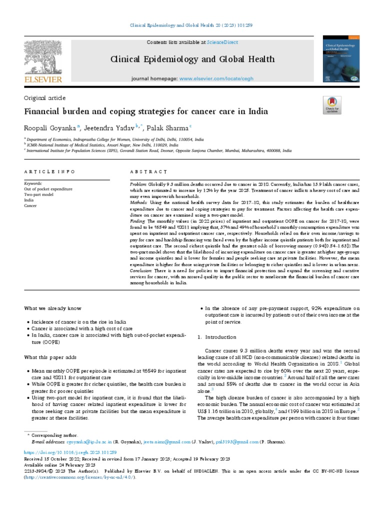 Financial Burden of Cancer Care in India | PDF | Patient | Cancer